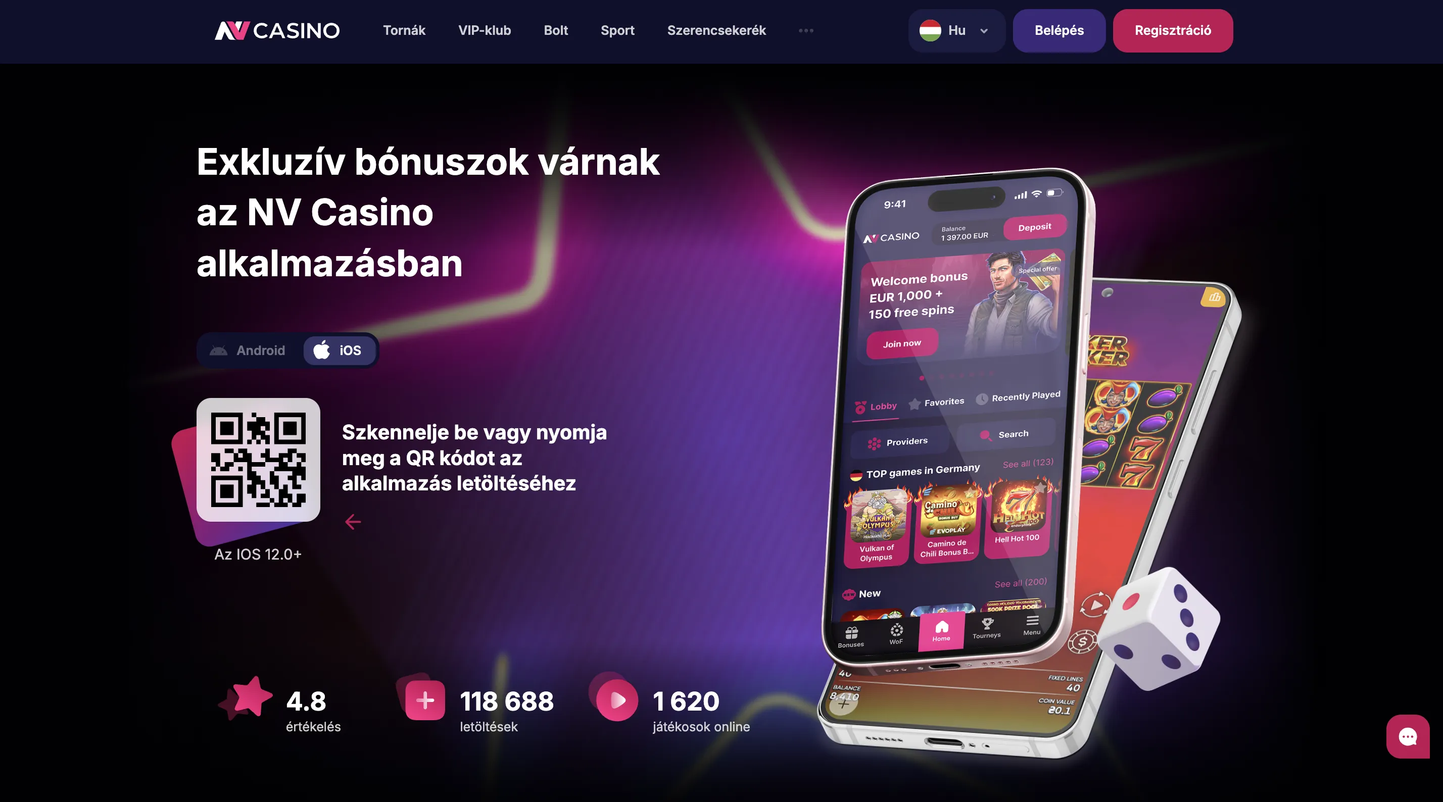 Mobil kaszinó üdvözlő bónusz és alkalmazás ajánlatok